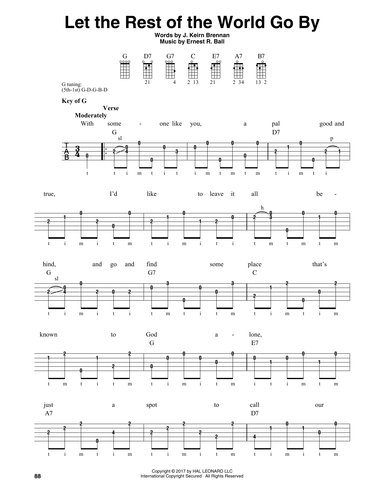J. Keirn Brennan Let The Rest Of The World Go By Sheet Music Notes & Chords for Banjo - Download or Print PDF