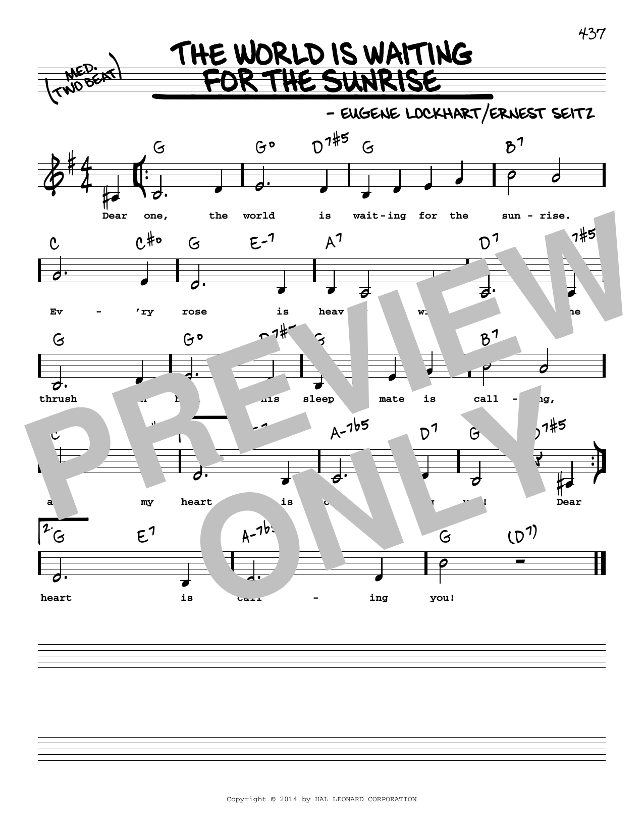 Ernest Seitz The World Is Waiting For The Sunrise (Low Voice) Sheet Music Notes & Chords for Real Book – Melody, Lyrics & Chords - Download or Print PDF