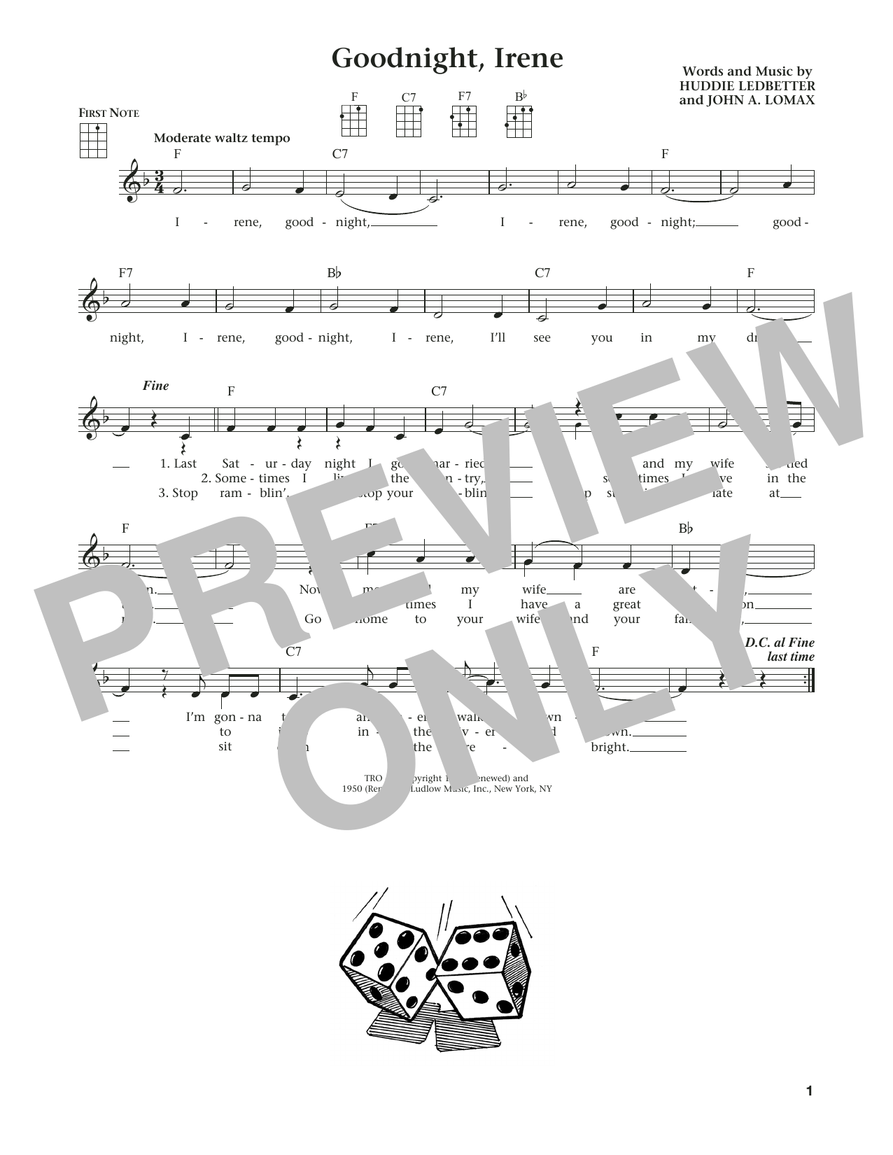 Ernest Tubb & Red Foley Goodnight, Irene (from The Daily Ukulele) (arr. Liz and Jim Beloff) Sheet Music Notes & Chords for Ukulele - Download or Print PDF