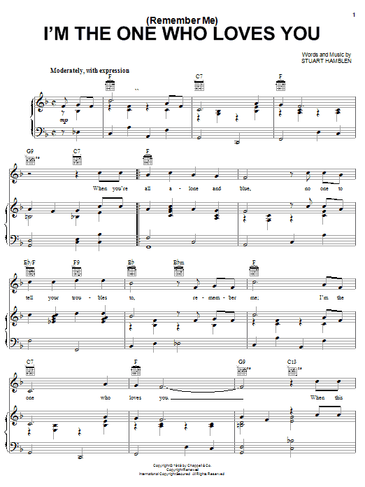 Ernest Tubb (Remember Me) I'm The One Who Loves You Sheet Music Notes & Chords for Piano, Vocal & Guitar (Right-Hand Melody) - Download or Print PDF