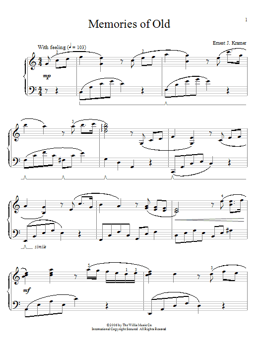 Preview Ernest J. Kramer Memories Of Old Classical sheet music, notes and chords for Educational Piano, SKU: 54431 Memories Of Old sheet music