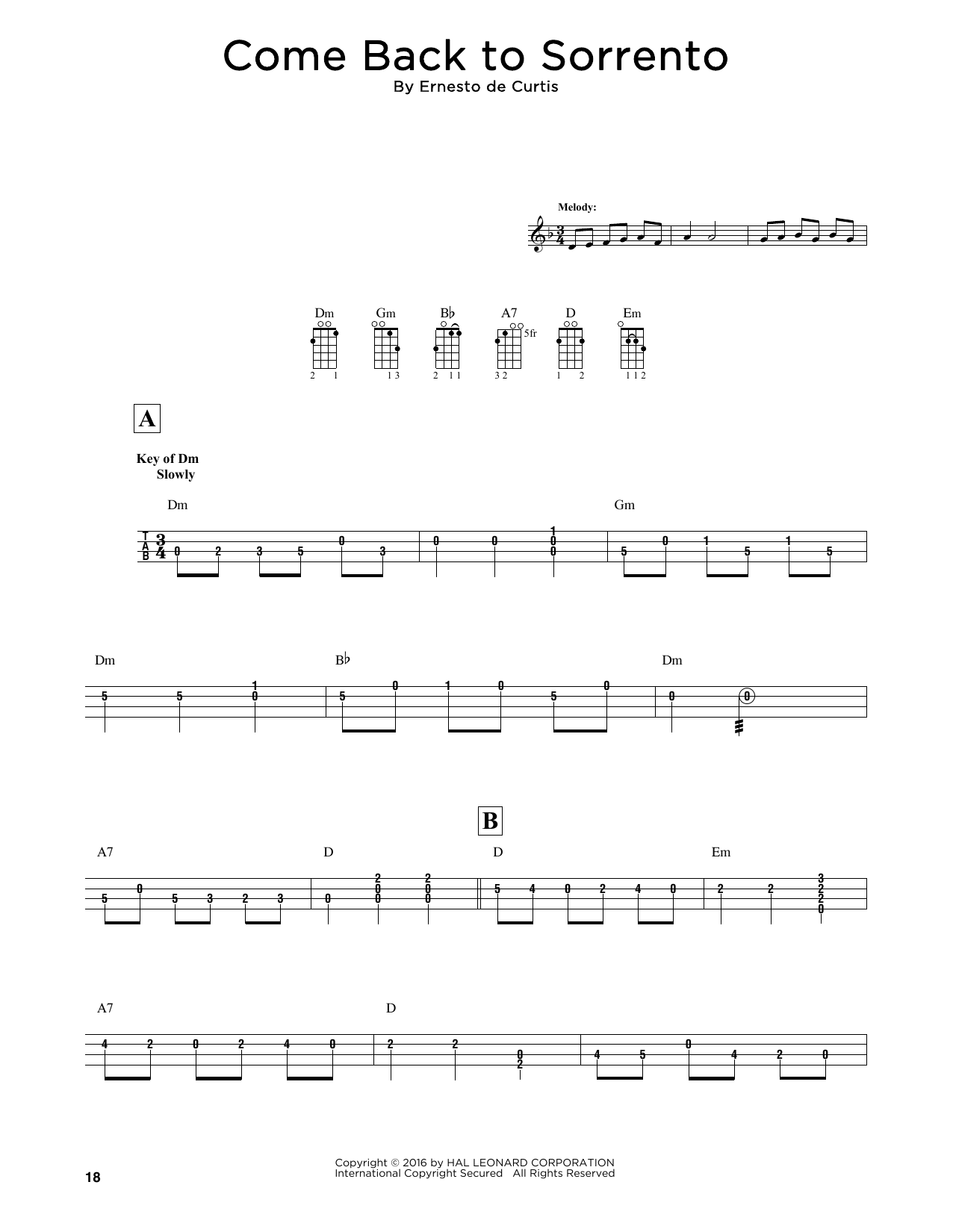 Ernesto de Curtis Come Back To Sorrento (arr. Fred Sokolow) Sheet Music Notes & Chords for Mandolin - Download or Print PDF