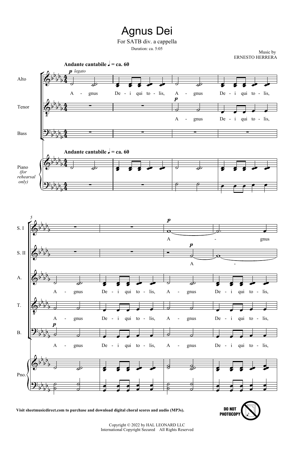 Ernesto Herrera Agnus Dei Sheet Music Notes & Chords for Choir - Download or Print PDF