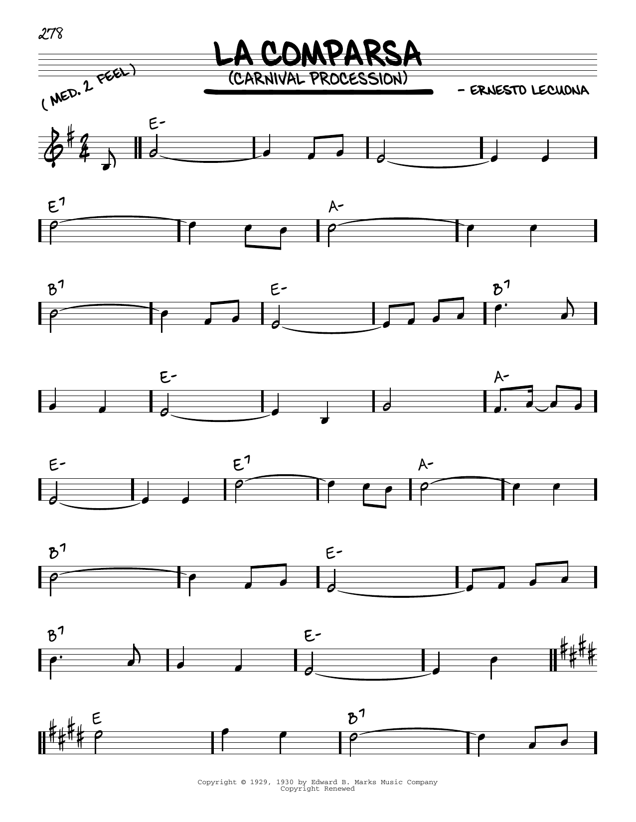 Ernesto Lecuona La Comparsa (Carnival Procession) Sheet Music Notes & Chords for Real Book – Melody & Chords - Download or Print PDF