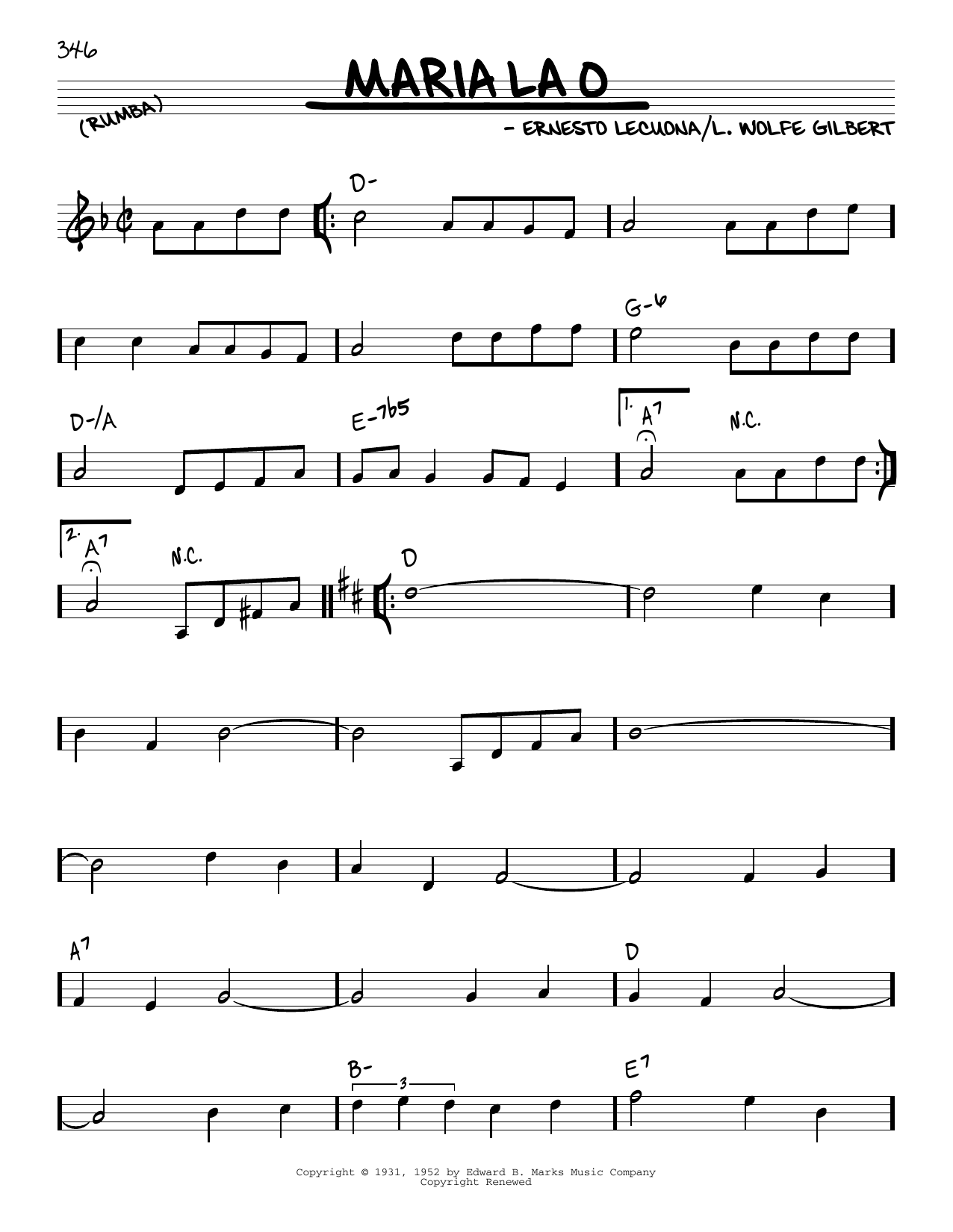 Ernesto Lecuona Maria La O Sheet Music Notes & Chords for Real Book – Melody & Chords - Download or Print PDF Ernesto Lecuona Maria La O Sheet Music Notes & Chords for Real Book – Melody & Chords - Download or Print PDF