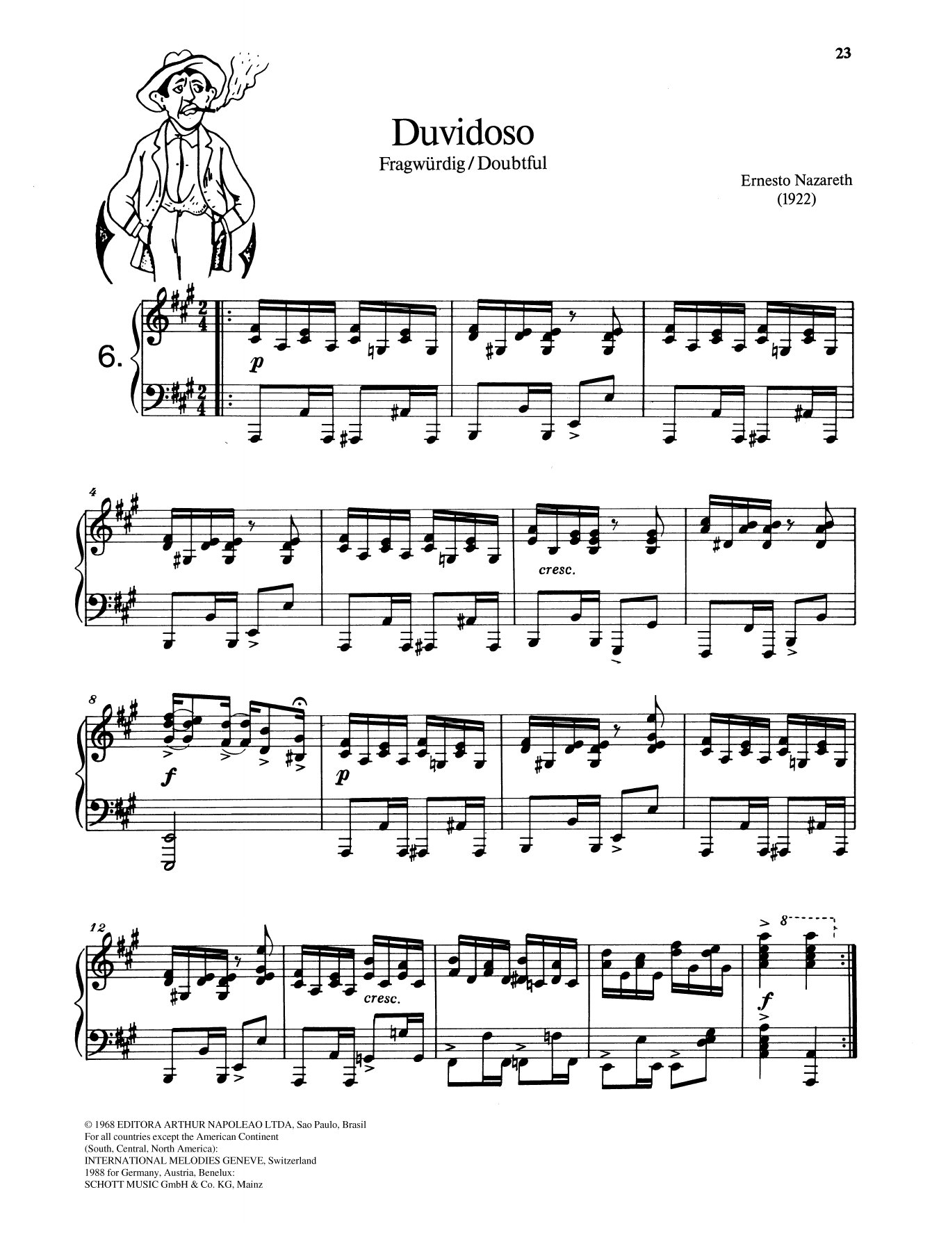 Ernesto Nazareth Duvidoso Sheet Music Notes & Chords for Piano Solo - Download or Print PDF