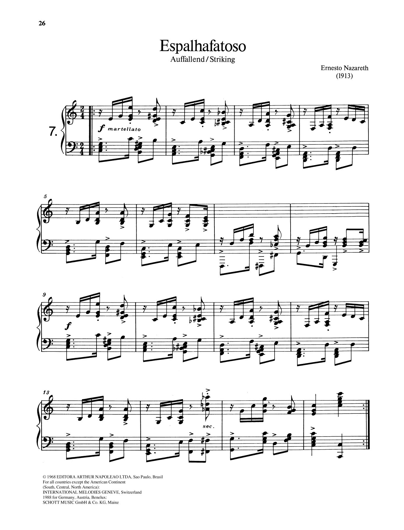 Ernesto Nazareth Espalhafatoso Sheet Music Notes & Chords for Piano Solo - Download or Print PDF