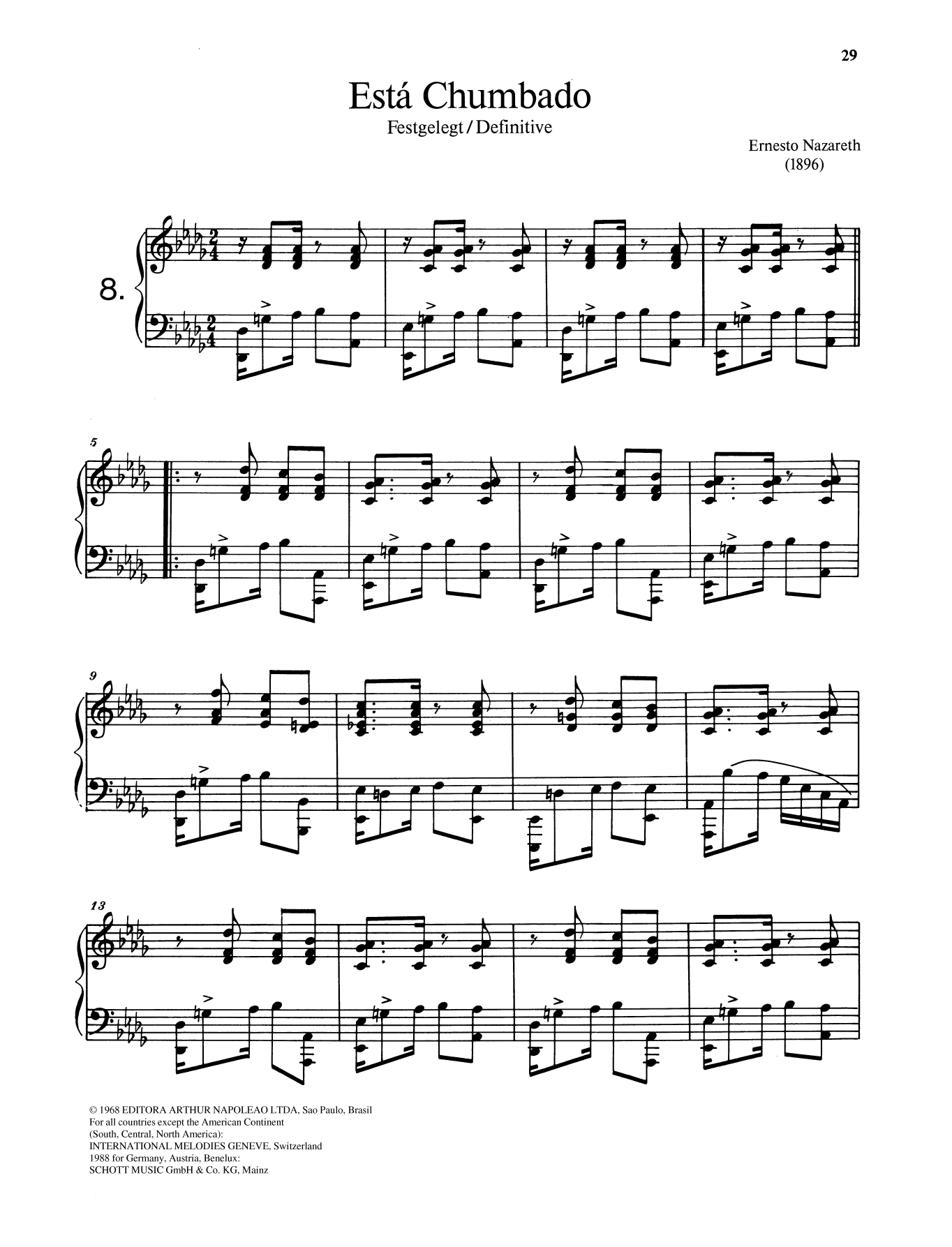 Ernesto Nazareth Está Chumbado Sheet Music Notes & Chords for Piano Solo - Download or Print PDF