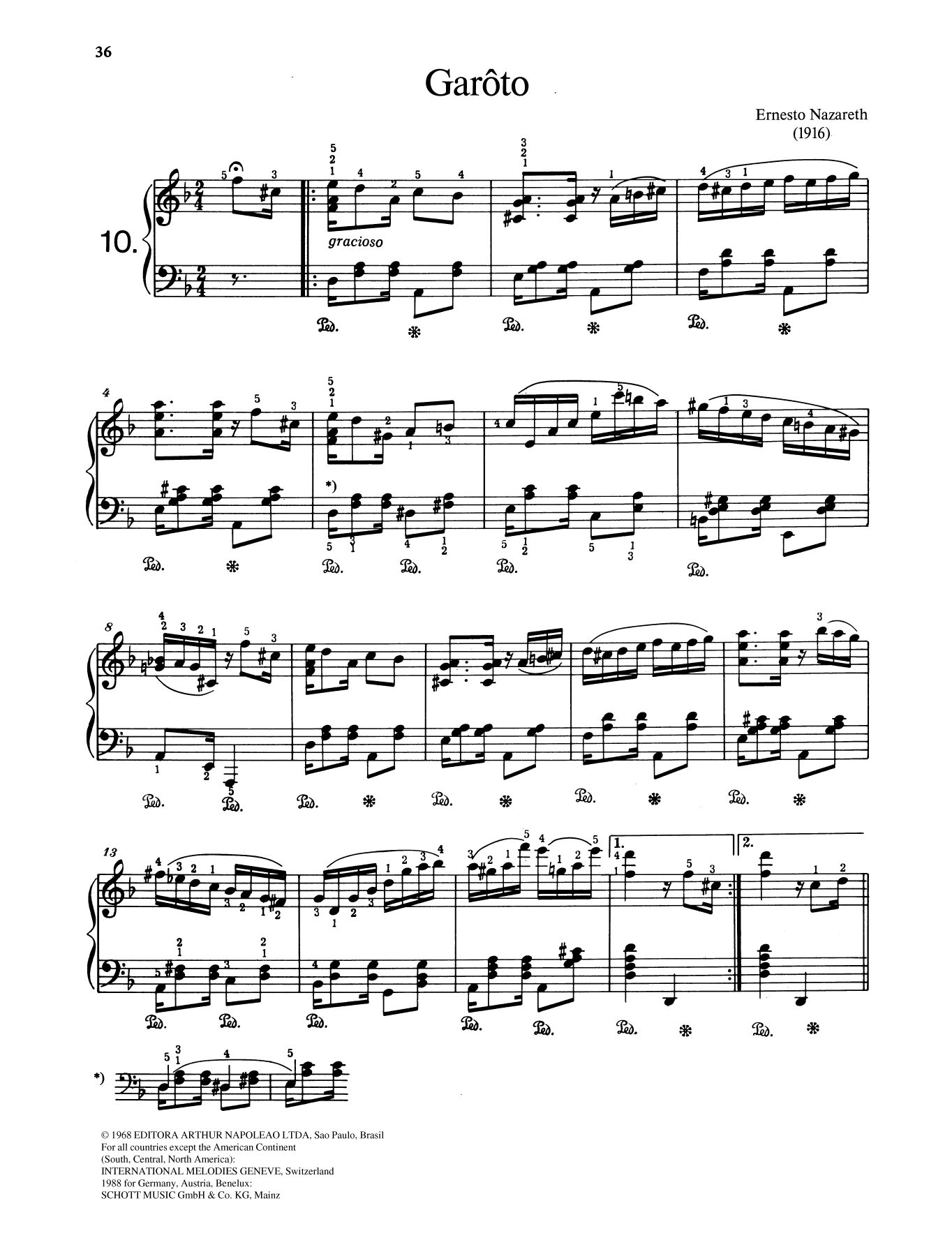 Ernesto Nazareth Garôto Sheet Music Notes & Chords for Piano Solo - Download or Print PDF