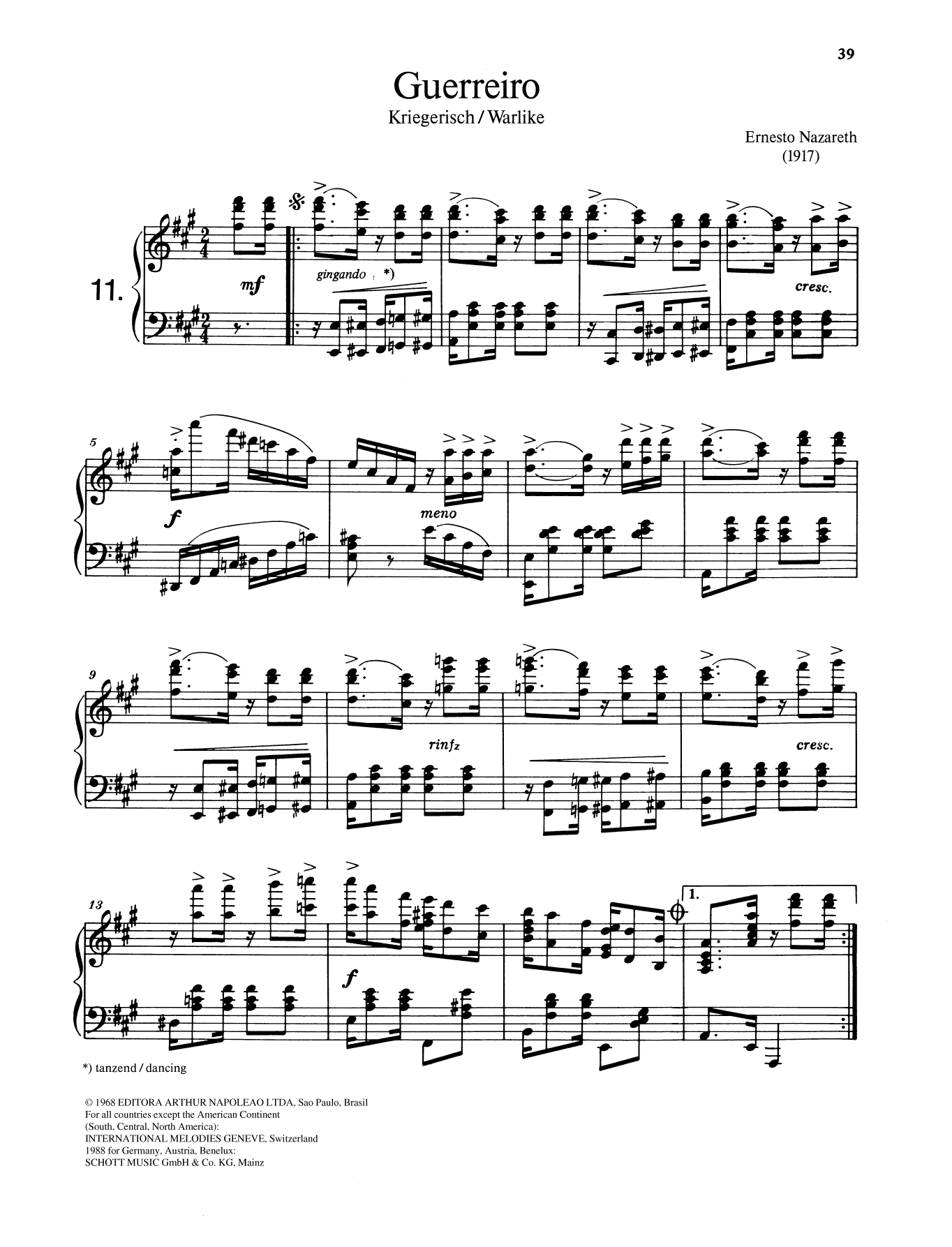 Ernesto Nazareth Gurreiro Sheet Music Notes & Chords for Piano Solo - Download or Print PDF