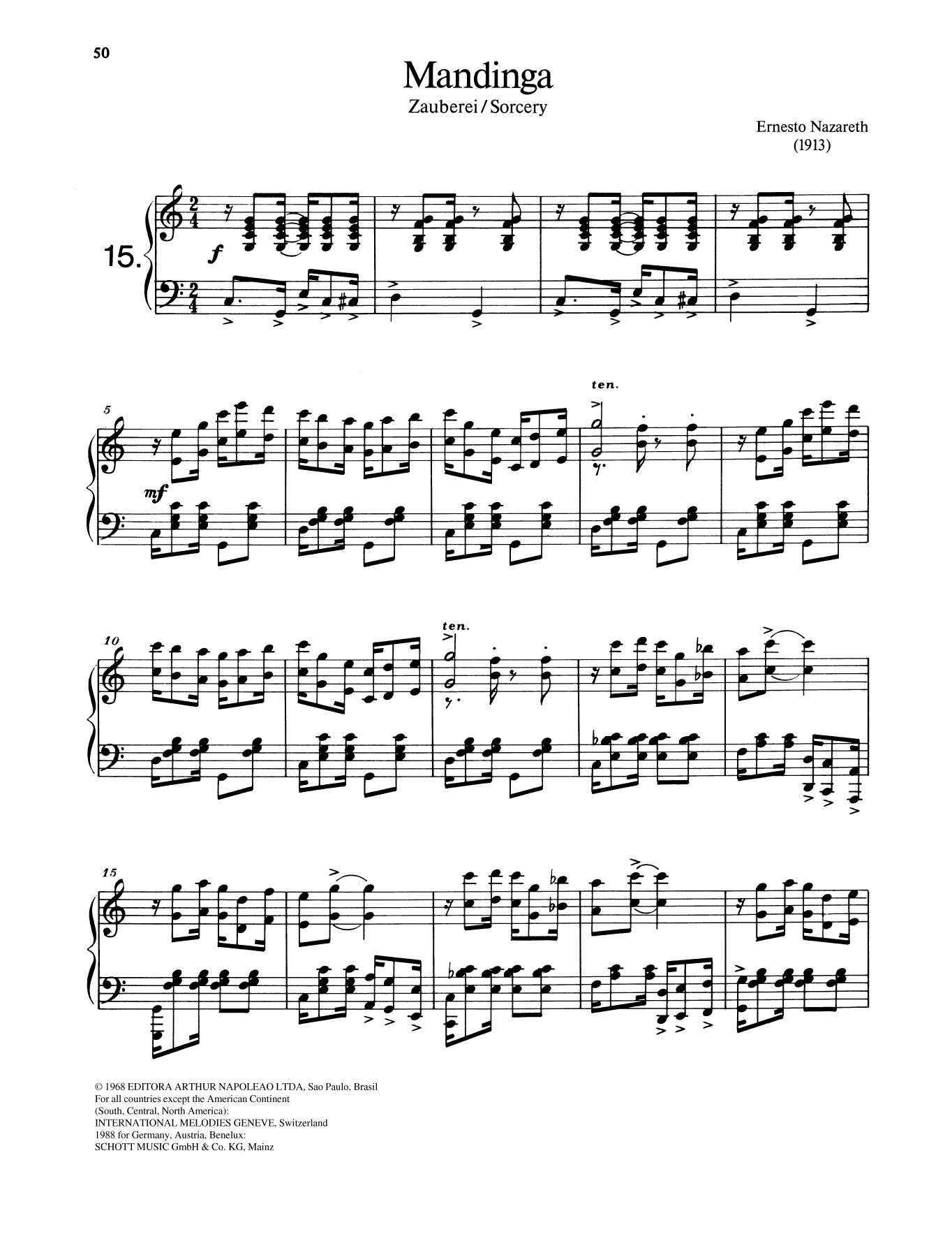 Ernesto Nazareth Mandinga Sheet Music Notes & Chords for Piano Solo - Download or Print PDF