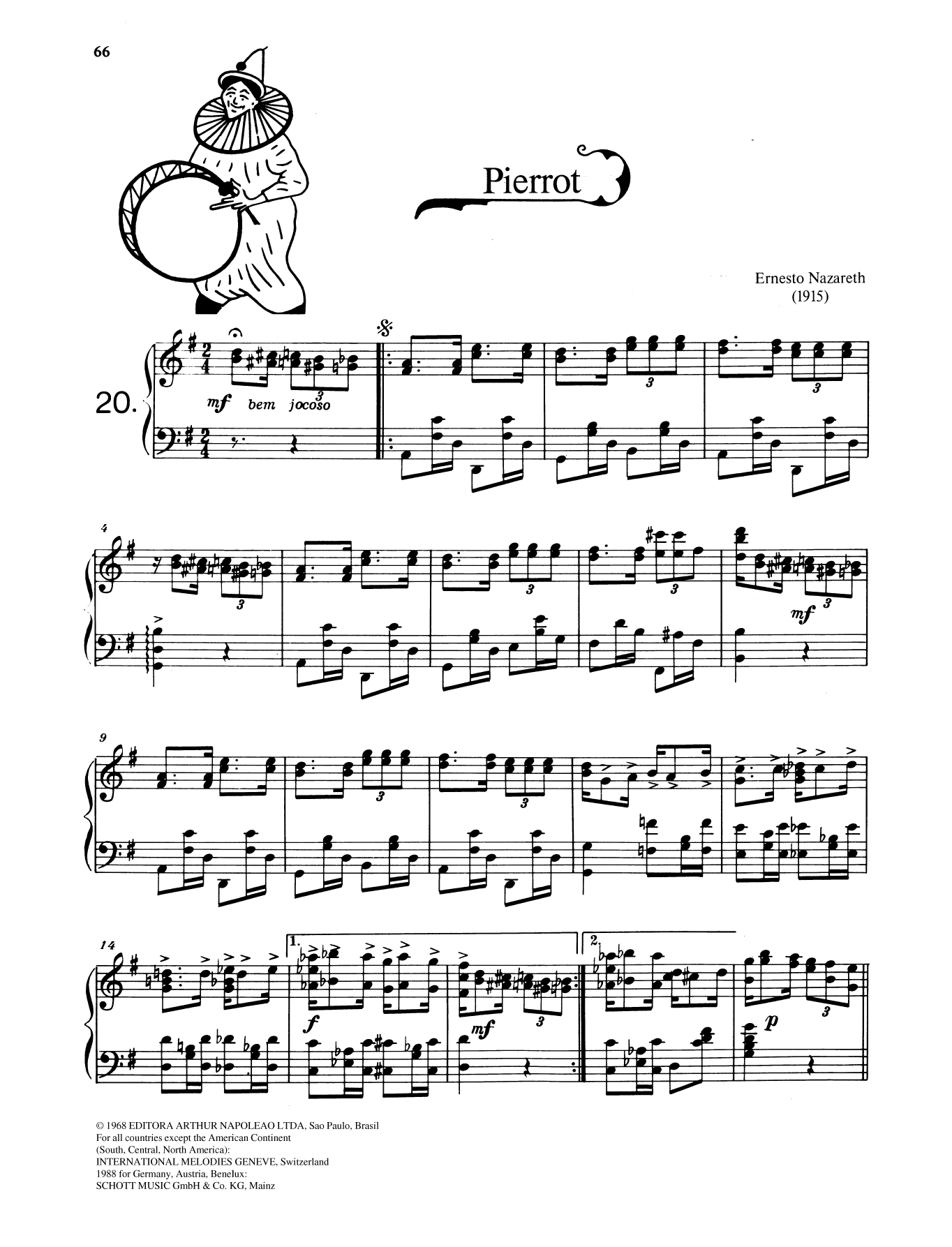 Ernesto Nazareth Pierrot Sheet Music Notes & Chords for Piano Solo - Download or Print PDF