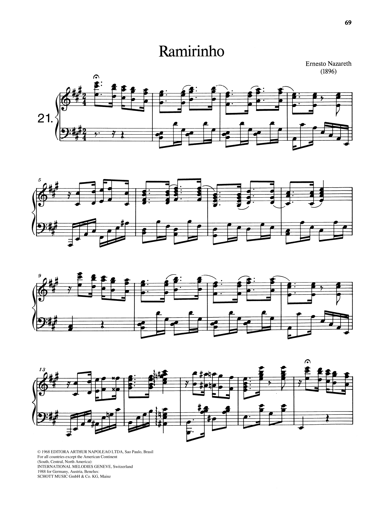 Ernesto Nazareth Ramirinho Sheet Music Notes & Chords for Piano Solo - Download or Print PDF