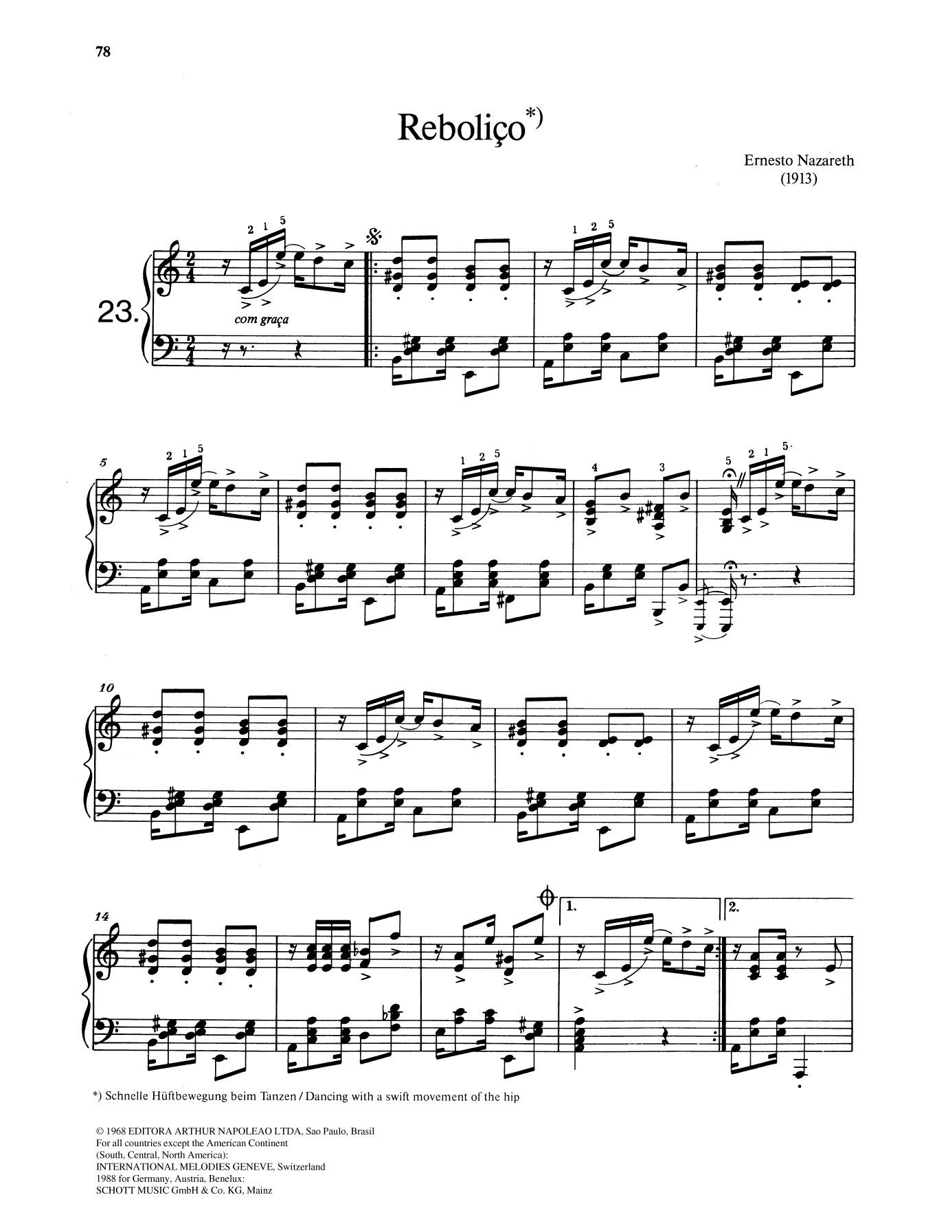 Ernesto Nazareth Reboliço Sheet Music Notes & Chords for Piano Solo - Download or Print PDF