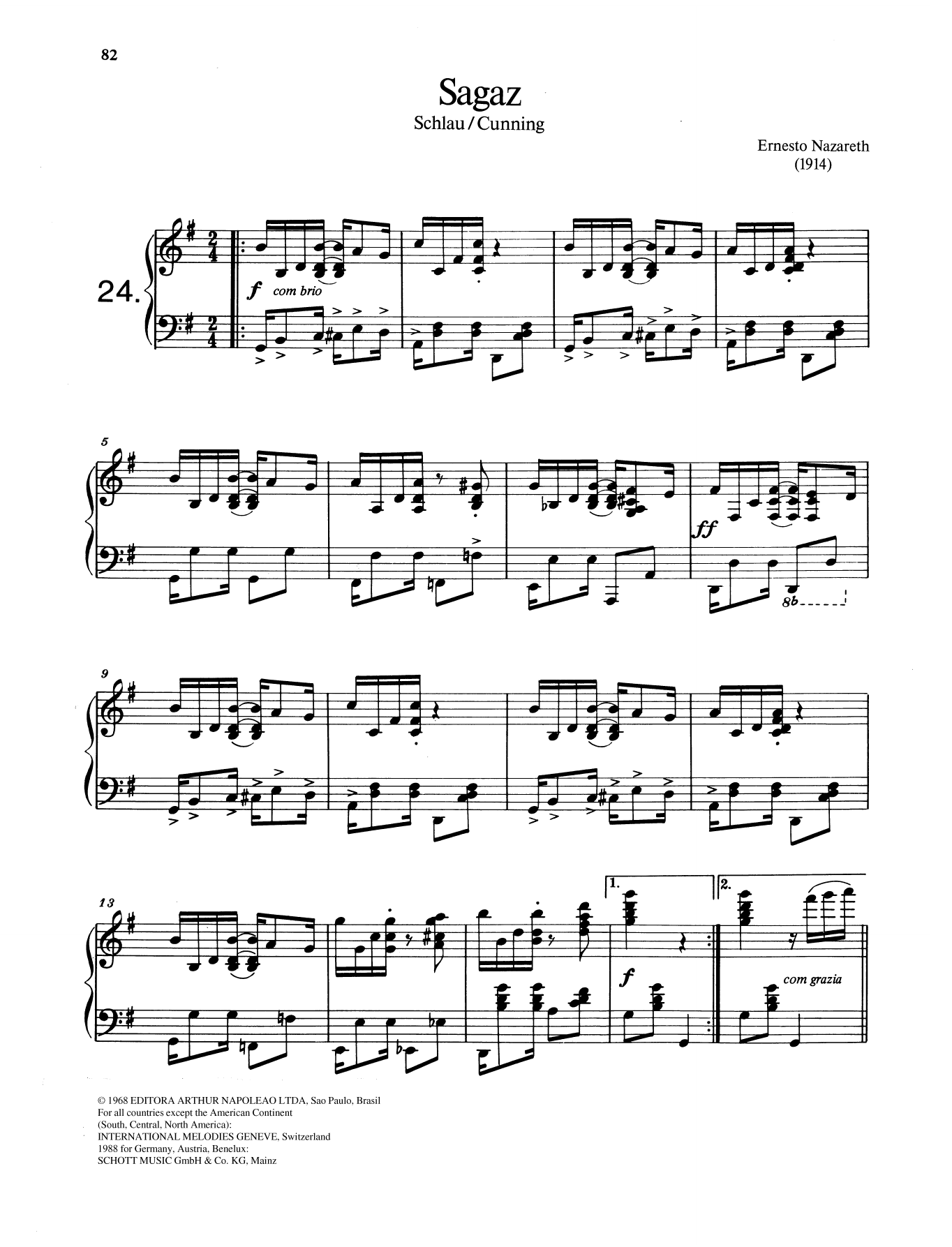 Ernesto Nazareth Sagaz Sheet Music Notes & Chords for Piano Solo - Download or Print PDF