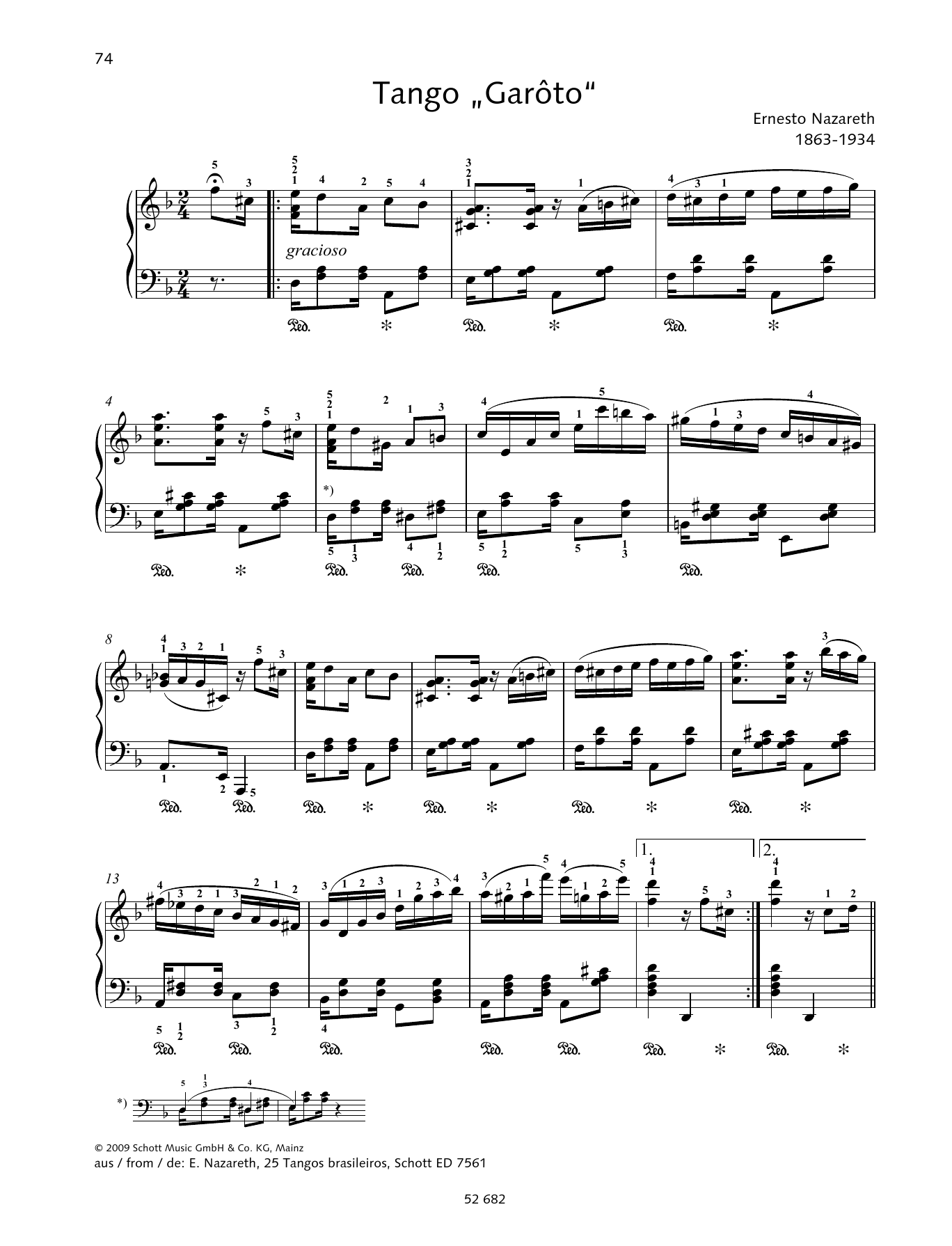Ernesto Nazareth Tango Garôto Sheet Music Notes & Chords for Piano Solo - Download or Print PDF