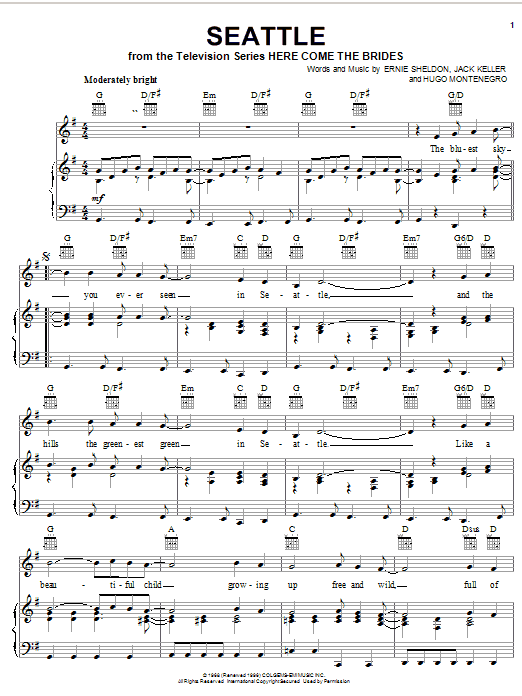 Ernie Sheldon Seattle Sheet Music Notes & Chords for Piano, Vocal & Guitar (Right-Hand Melody) - Download or Print PDF Ernie Sheldon Seattle Sheet Music Notes & Chords for Piano, Vocal & Guitar (Right-Hand Melody) - Download or Print PDF