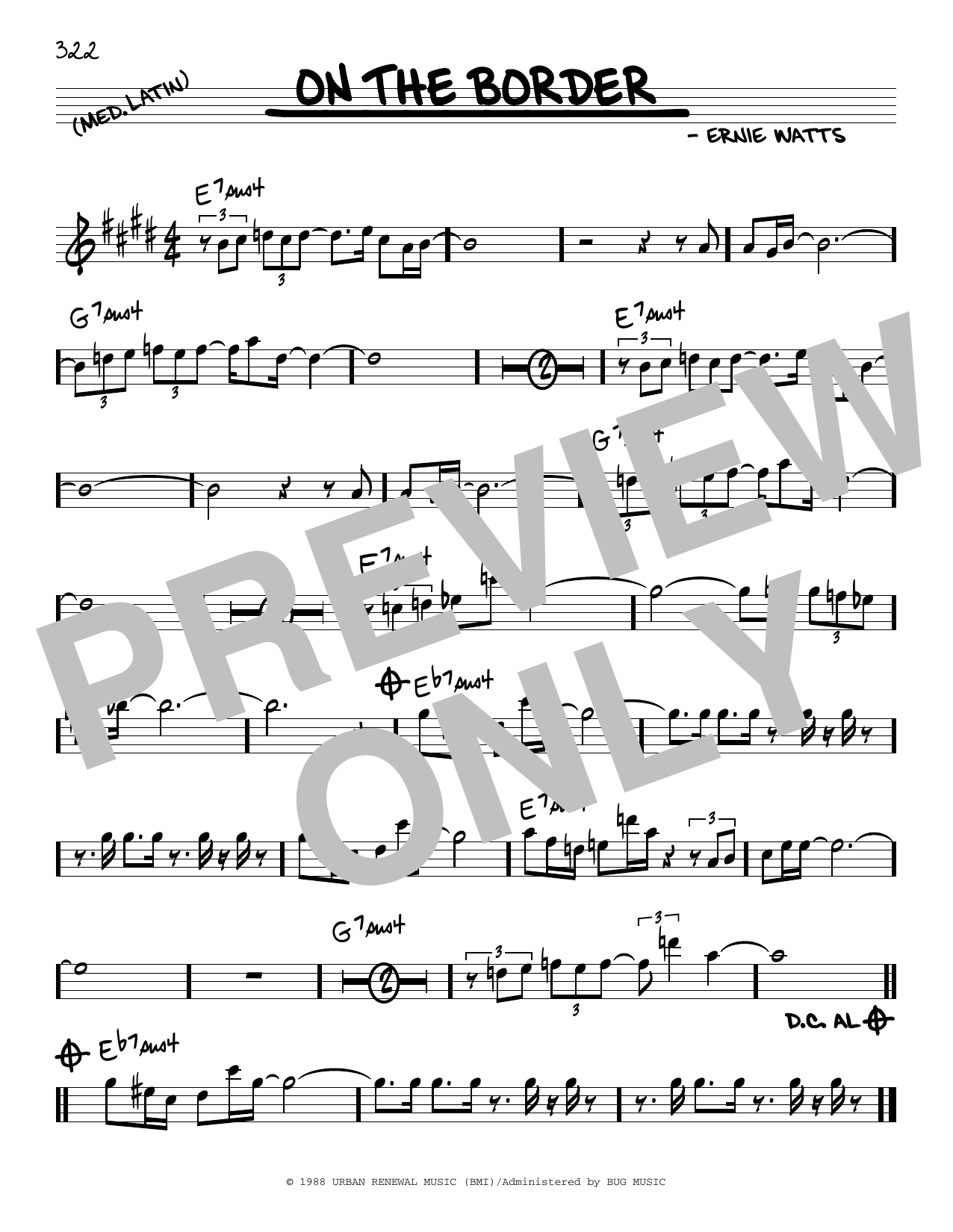 Ernie Watts On The Border Sheet Music Notes & Chords for Real Book – Melody & Chords - Download or Print PDF