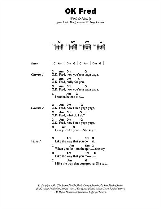 Errol Dunkley OK Fred Sheet Music Notes & Chords for Lyrics & Chords - Download or Print PDF