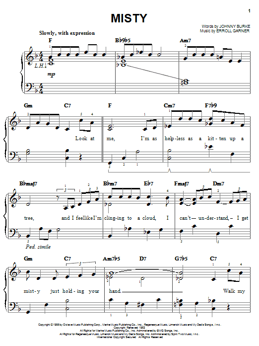 Erroll Garner Misty Sheet Music Notes & Chords for Violin - Download or Print PDF