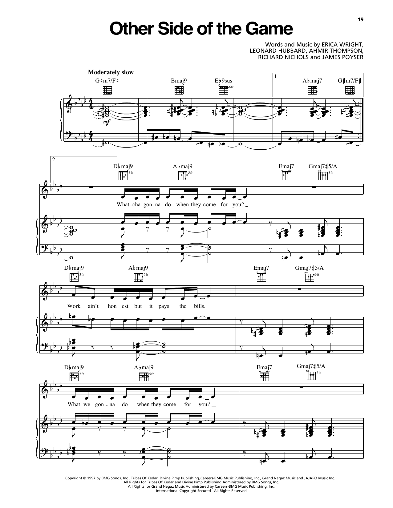 Erykah Badu Other Side Of The Game Sheet Music Notes & Chords for Piano, Vocal & Guitar Chords (Right-Hand Melody) - Download or Print PDF Erykah Badu Other Side Of The Game Sheet Music Notes & Chords for Piano, Vocal & Guitar Chords (Right-Hand Melody) - Download or Print PDF