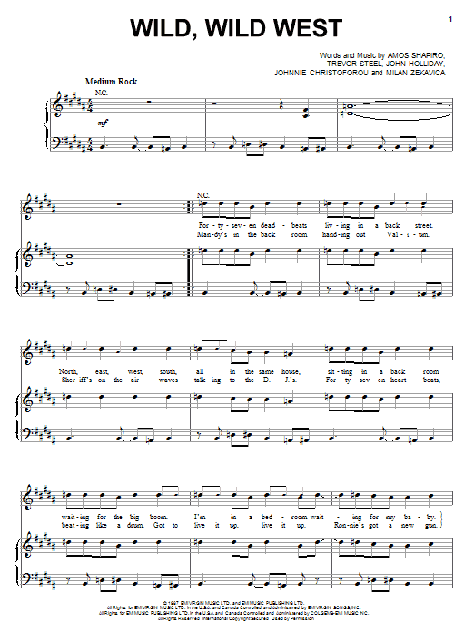 Escape Club Wild, Wild West Sheet Music Notes & Chords for Piano, Vocal & Guitar (Right-Hand Melody) - Download or Print PDF