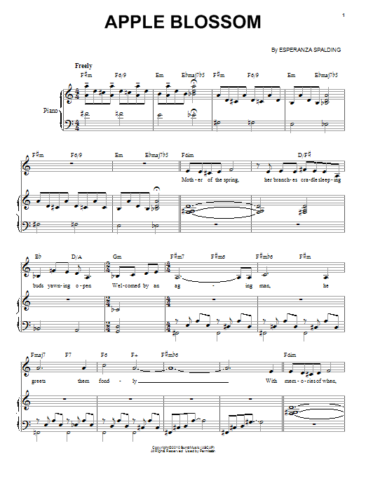 Esperanza Spalding Apple Blossom Sheet Music Notes & Chords for Piano & Vocal - Download or Print PDF