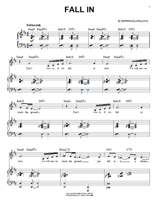 Esperanza Spalding Fall In Sheet Music Notes & Chords for Piano & Vocal - Download or Print PDF