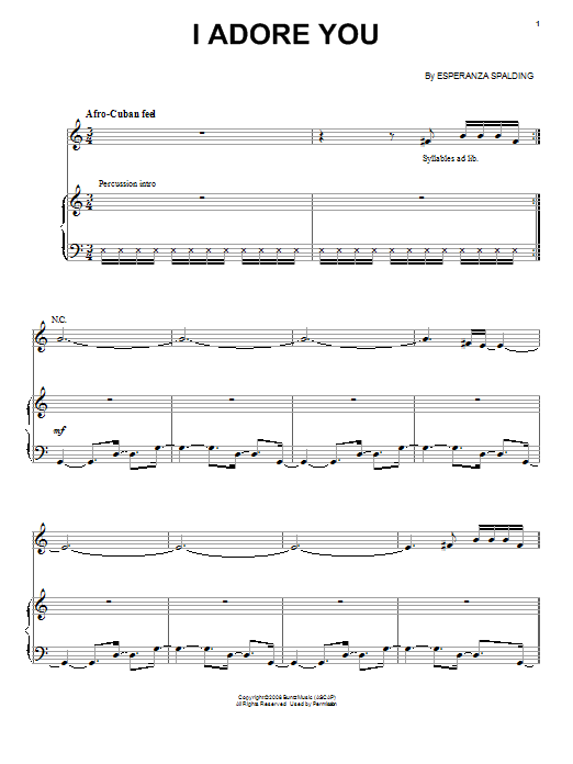 Esperanza Spalding I Adore You Sheet Music Notes & Chords for Piano & Vocal - Download or Print PDF