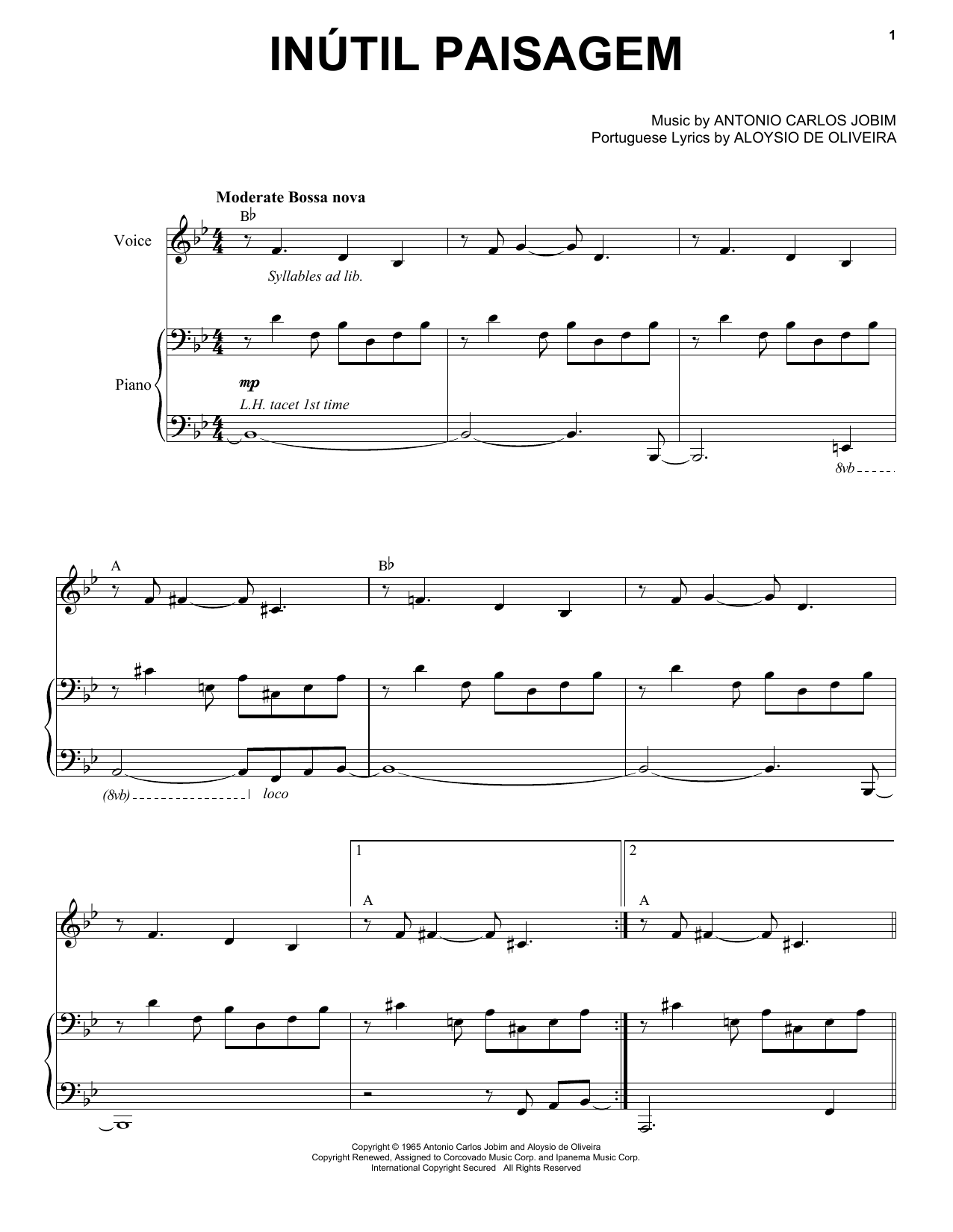 Esperanza Spalding Inutil Paisagem Sheet Music Notes & Chords for Piano & Vocal - Download or Print PDF