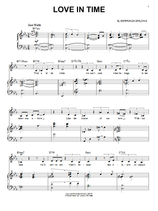 Esperanza Spalding Love In Time Sheet Music Notes & Chords for Piano & Vocal - Download or Print PDF