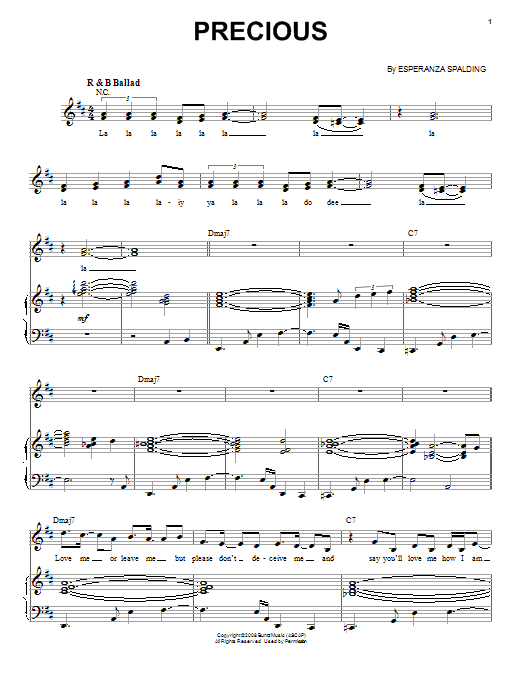 Esperanza Spalding Precious Sheet Music Notes & Chords for Piano & Vocal - Download or Print PDF