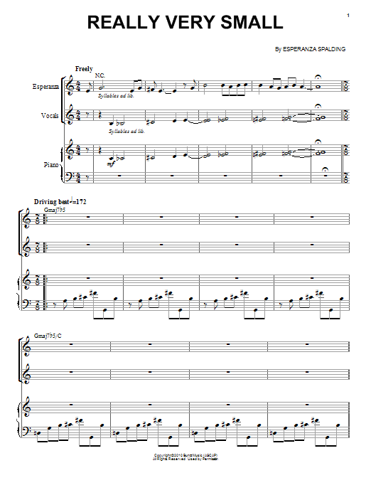 Esperanza Spalding Really Very Small Sheet Music Notes & Chords for Piano & Vocal - Download or Print PDF Esperanza Spalding Really Very Small Sheet Music Notes & Chords for Piano & Vocal - Download or Print PDF