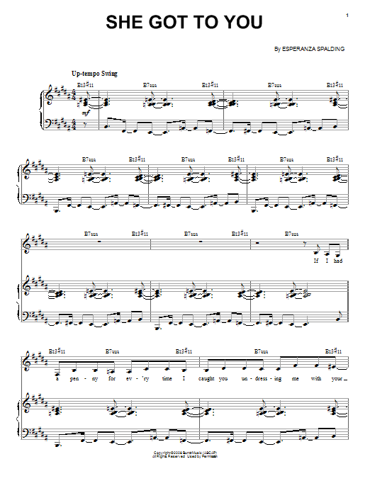 Esperanza Spalding She Got To You Sheet Music Notes & Chords for Piano & Vocal - Download or Print PDF