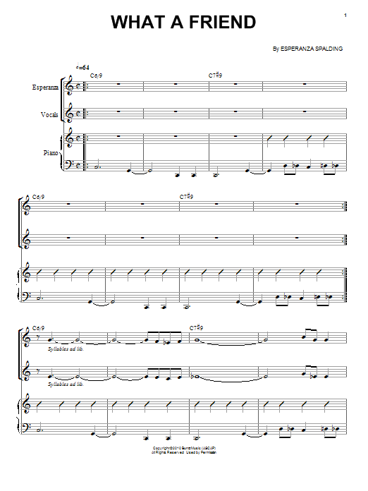 Esperanza Spalding What A Friend Sheet Music Notes & Chords for Piano & Vocal - Download or Print PDF