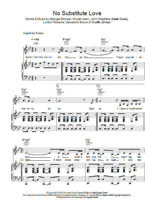 Estelle No Substitute Love Sheet Music Notes & Chords for Piano, Vocal & Guitar - Download or Print PDF