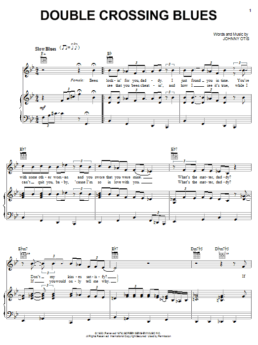 Esther Phillips Double Crossing Blues Sheet Music Notes & Chords for Piano, Vocal & Guitar (Right-Hand Melody) - Download or Print PDF