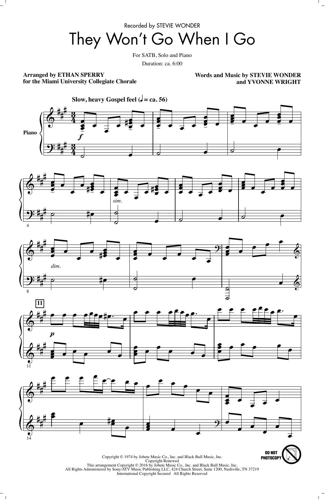 Ethan Sperry They Won't Go When I Go Sheet Music Notes & Chords for Choral - Download or Print PDF