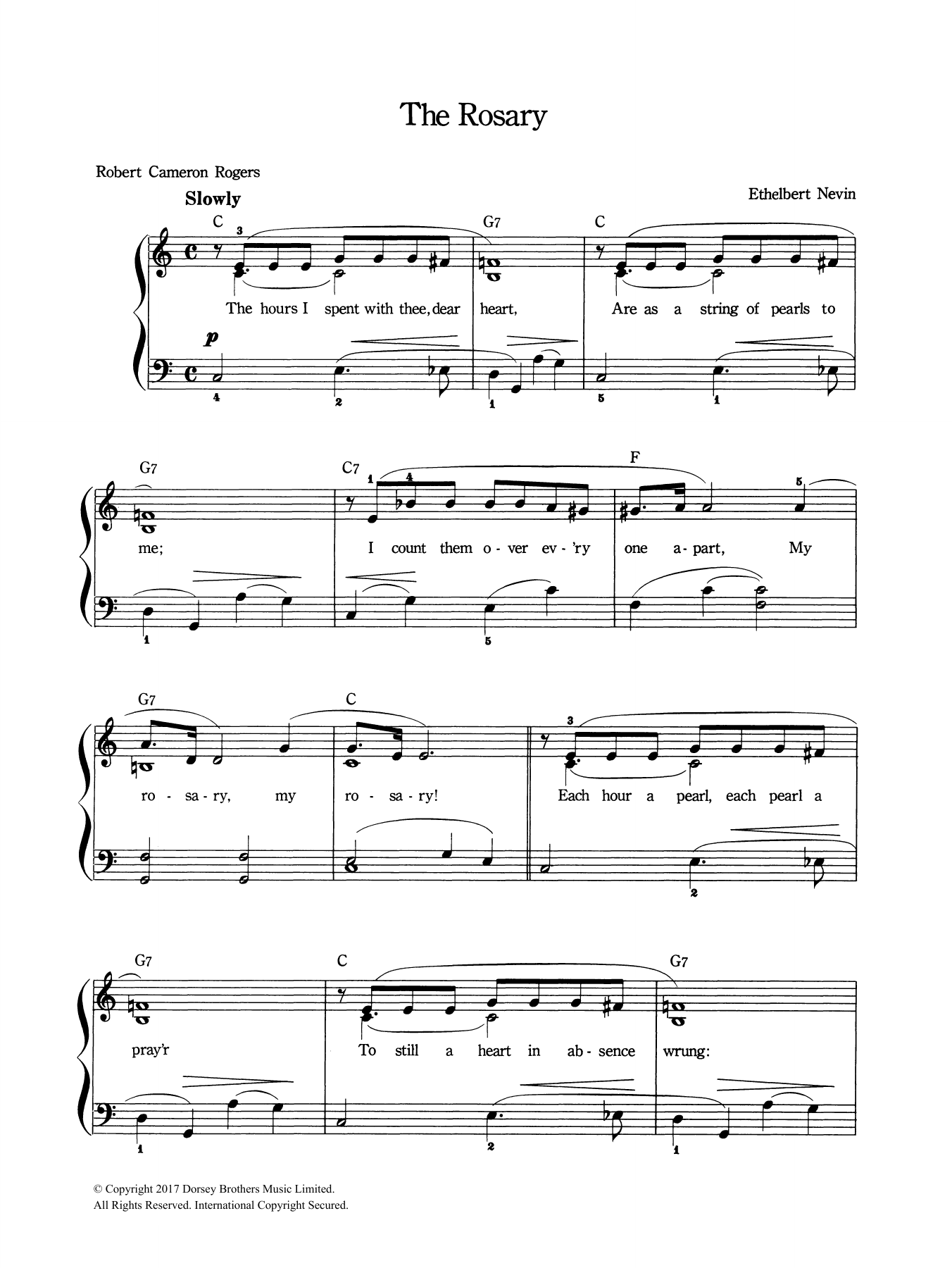 Ethelbert Nevin The Rosary Sheet Music Notes & Chords for Piano & Vocal - Download or Print PDF