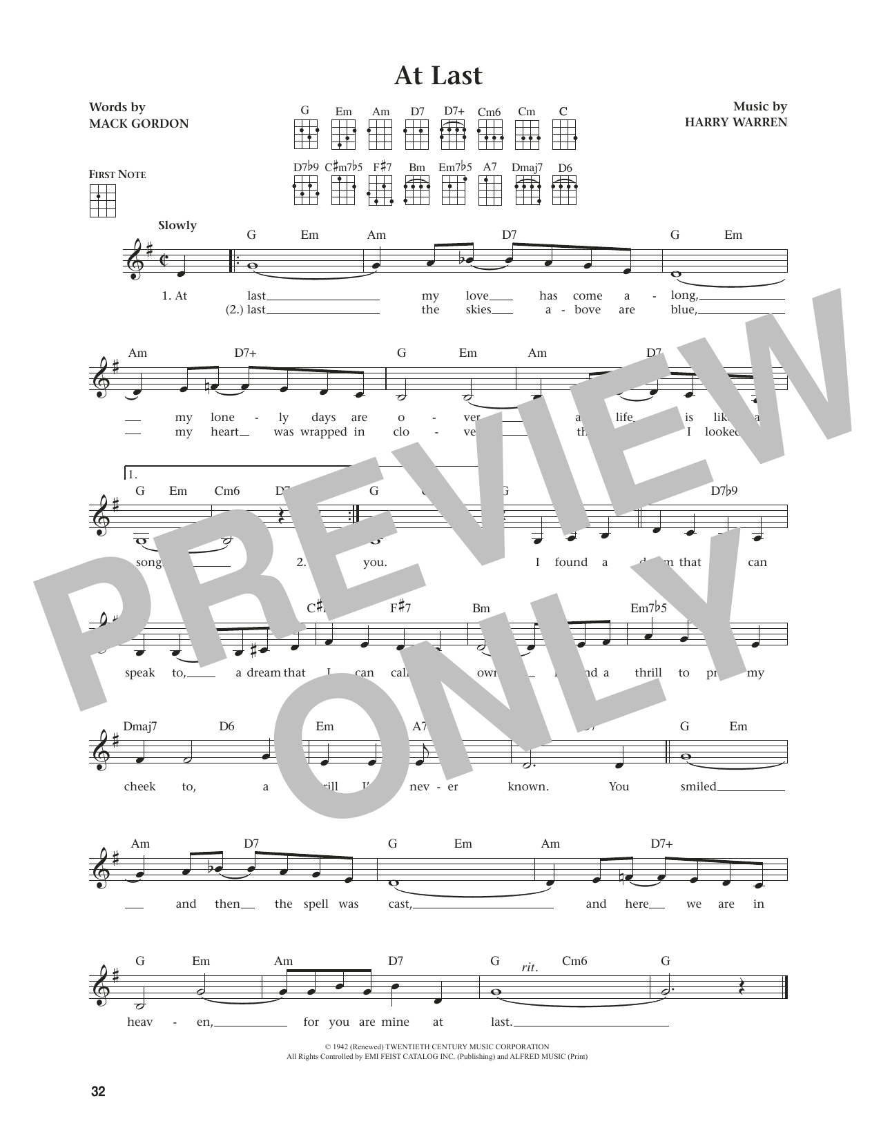 Etta James At Last (from The Daily Ukulele) (arr. Jim Beloff) Sheet Music Notes & Chords for Ukulele - Download or Print PDF