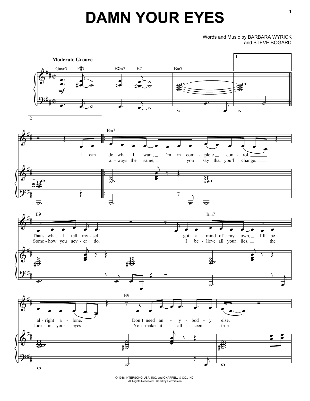 Etta James Damn Your Eyes Sheet Music Notes & Chords for Piano & Vocal - Download or Print PDF