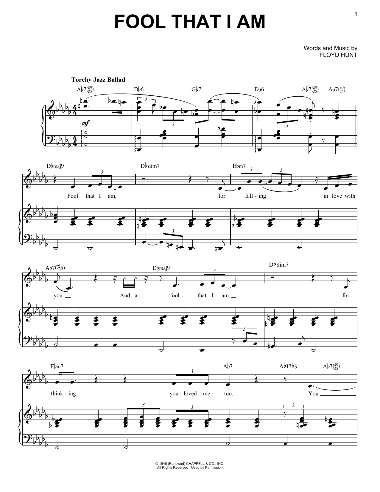 Etta James Fool That I Am Sheet Music Notes & Chords for Piano & Vocal - Download or Print PDF