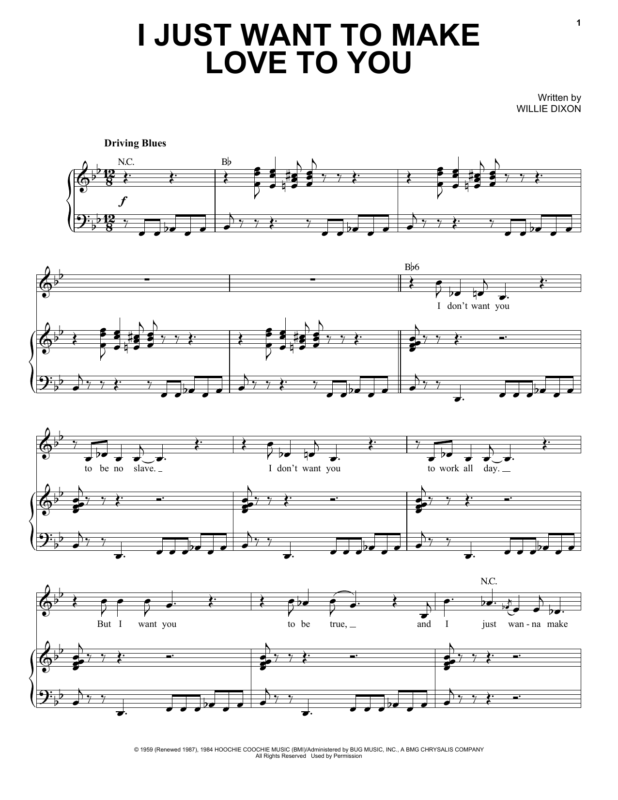 Etta James I Just Want To Make Love To You Sheet Music Notes & Chords for Lyrics & Chords - Download or Print PDF