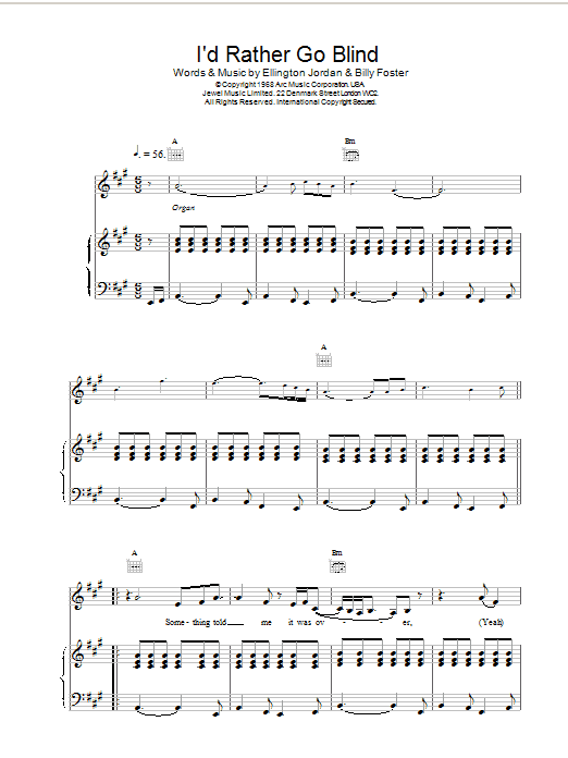 Etta James I'd Rather Go Blind Sheet Music Notes & Chords for Melody Line, Lyrics & Chords - Download or Print PDF