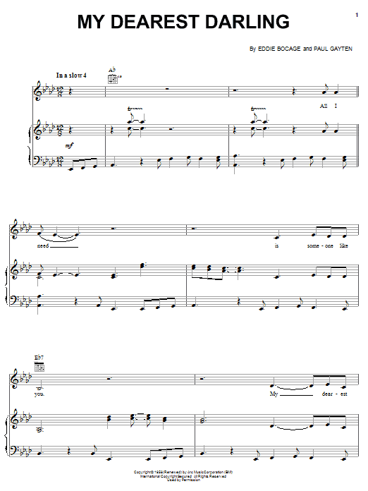 Etta James My Dearest Darling Sheet Music Notes & Chords for Piano & Vocal - Download or Print PDF Etta James My Dearest Darling Sheet Music Notes & Chords for Piano & Vocal - Download or Print PDF