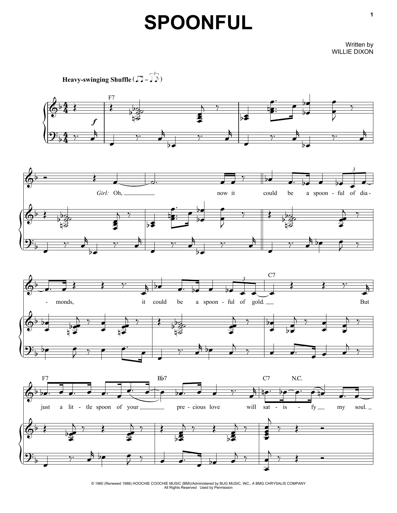 Etta James Spoonful Sheet Music Notes & Chords for Piano & Vocal - Download or Print PDF