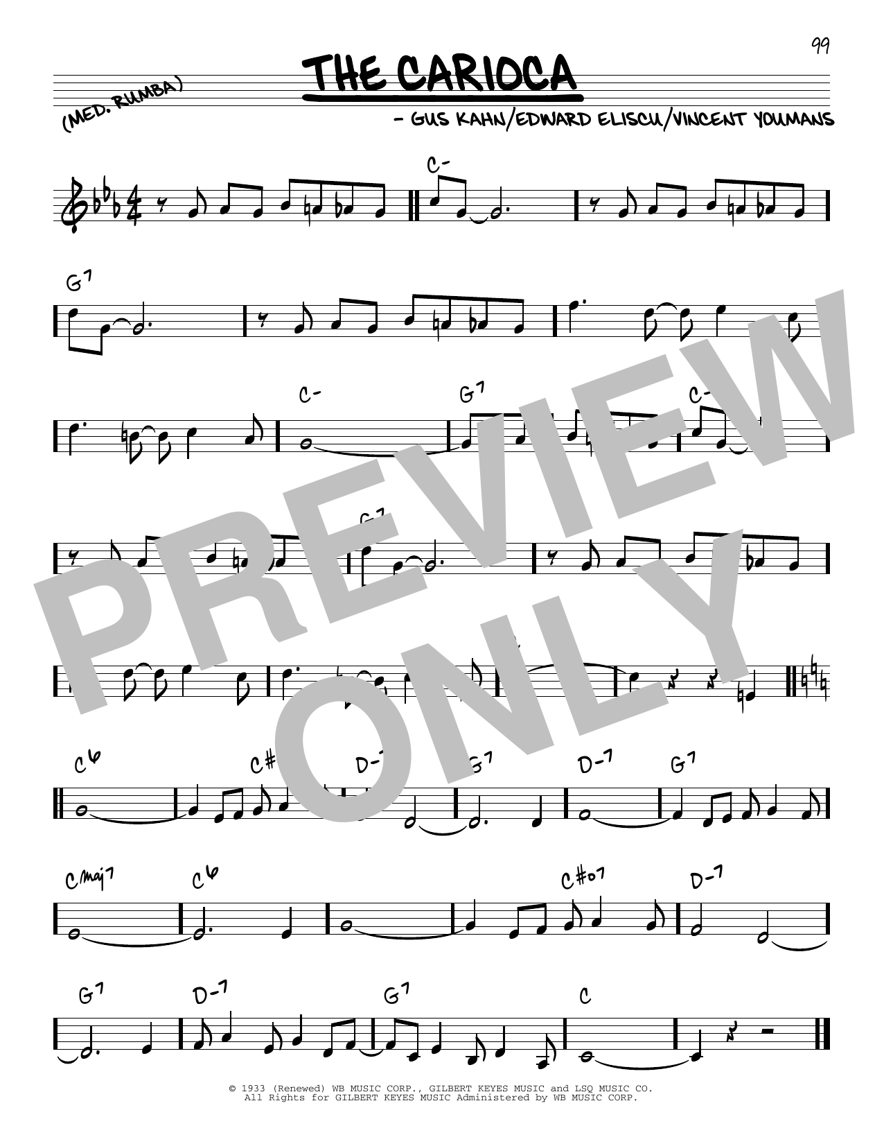 Etta Moten The Carioca Sheet Music Notes & Chords for Real Book – Melody & Chords - Download or Print PDF