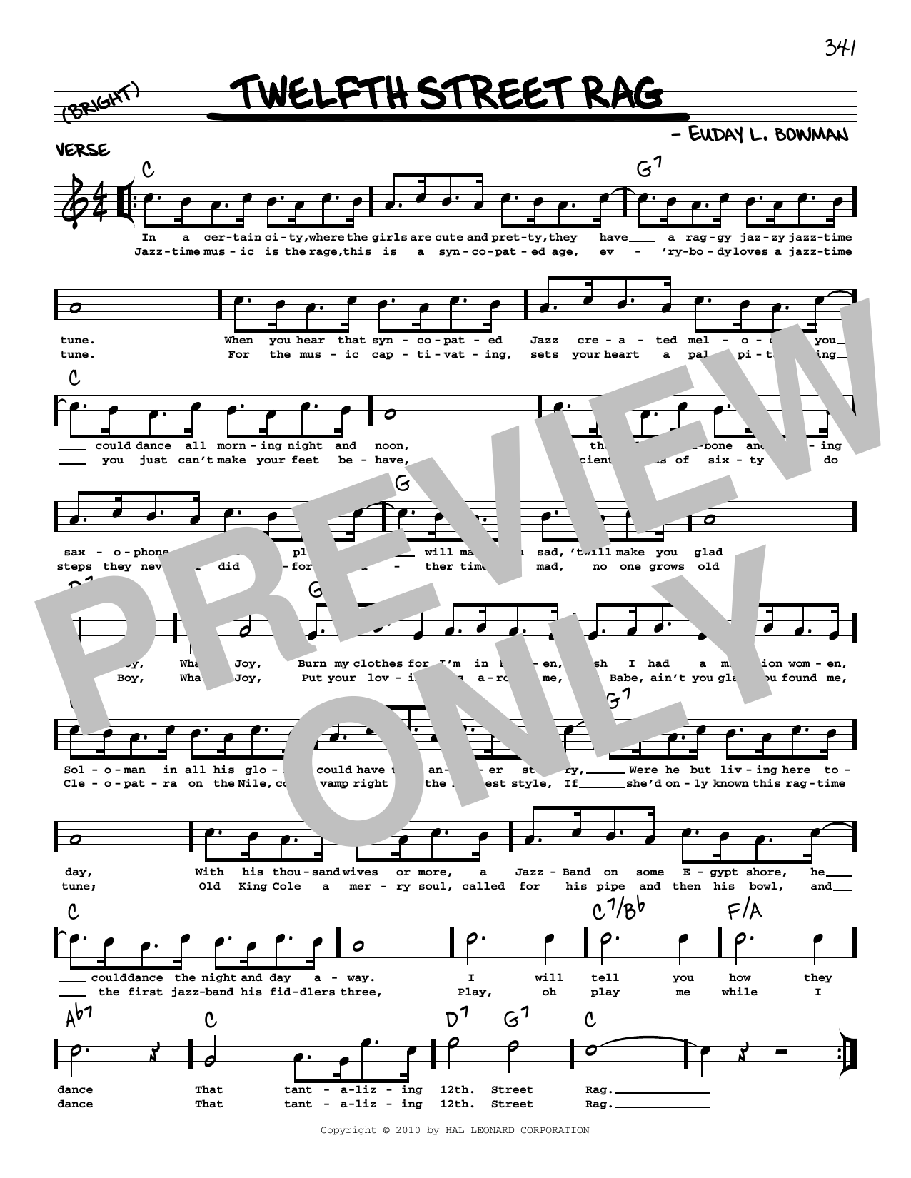 Euday L. Bowman Twelfth Street Rag (arr. Robert Rawlins) Sheet Music Notes & Chords for Real Book – Melody, Lyrics & Chords - Download or Print PDF