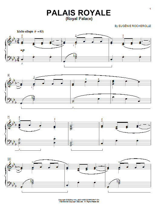 Preview Eugénie Rocherolle Palais Royale (Royal Palace) Classical sheet music, notes and chords for Piano, SKU: 63710 Palais Royale (Royal Palace) sheet music
