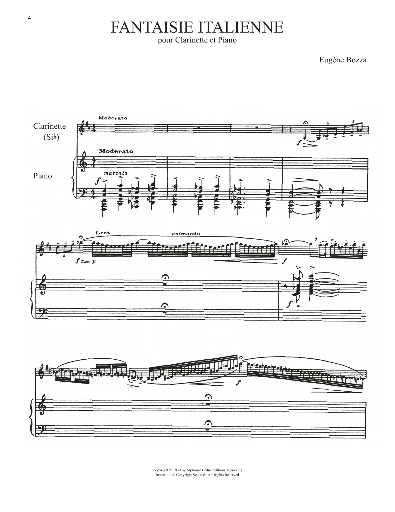 Eugene Bozza Fantaisie Italienne Sheet Music Notes & Chords for Clarinet and Piano - Download or Print PDF